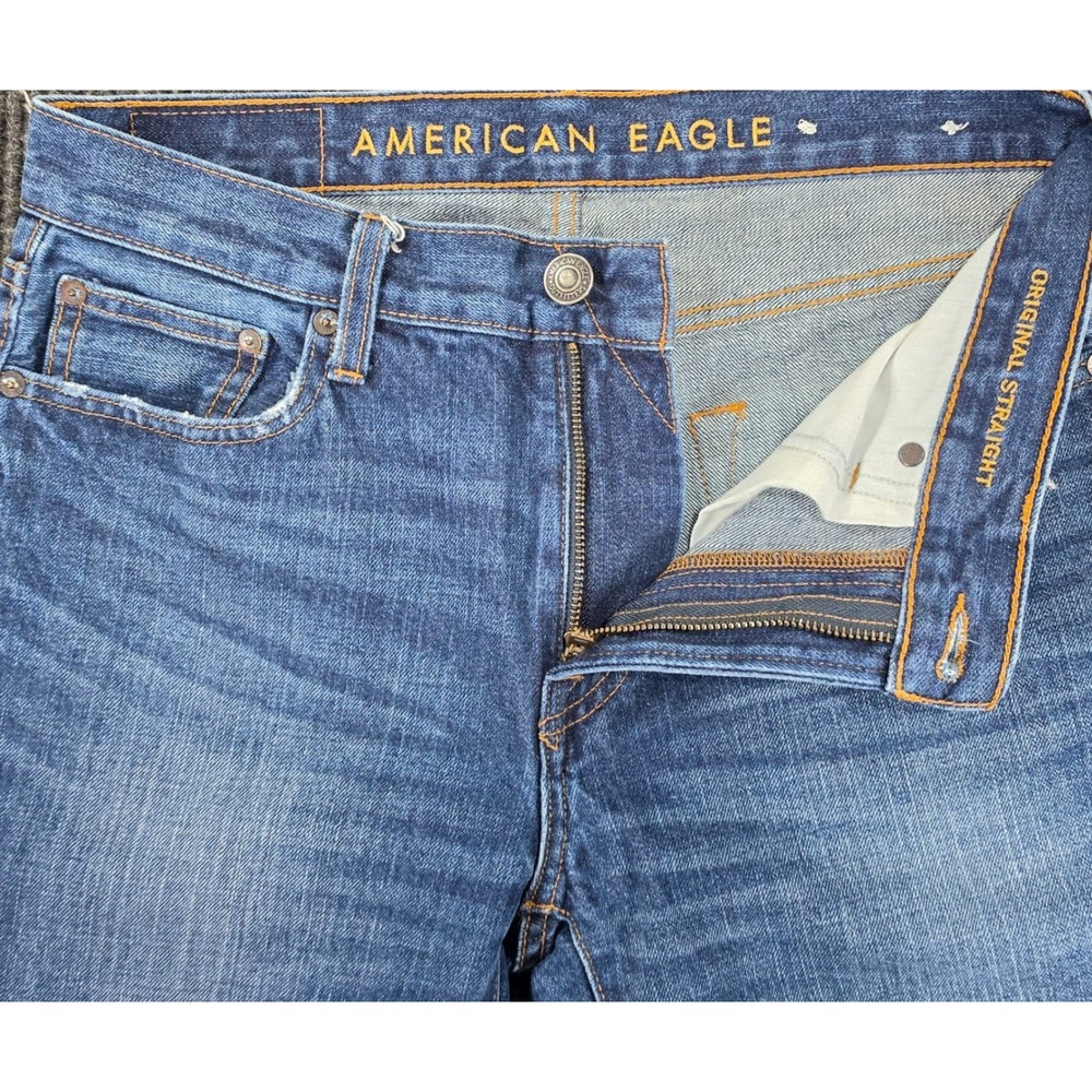 American Eagle Original Straight Jeans Mens 30x32 Blue Excellent 100% Cotton